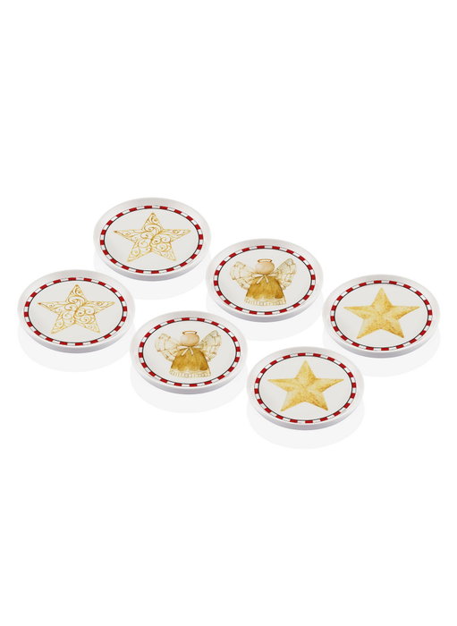 Hermia Juego de 6 Cuencos para Aperitivos NEW037 en Blanco, Rojo y Dorado Hermia Juego de 6 Cuencos para Aperitivos NEW037 en Blanco, Rojo y Dorado
